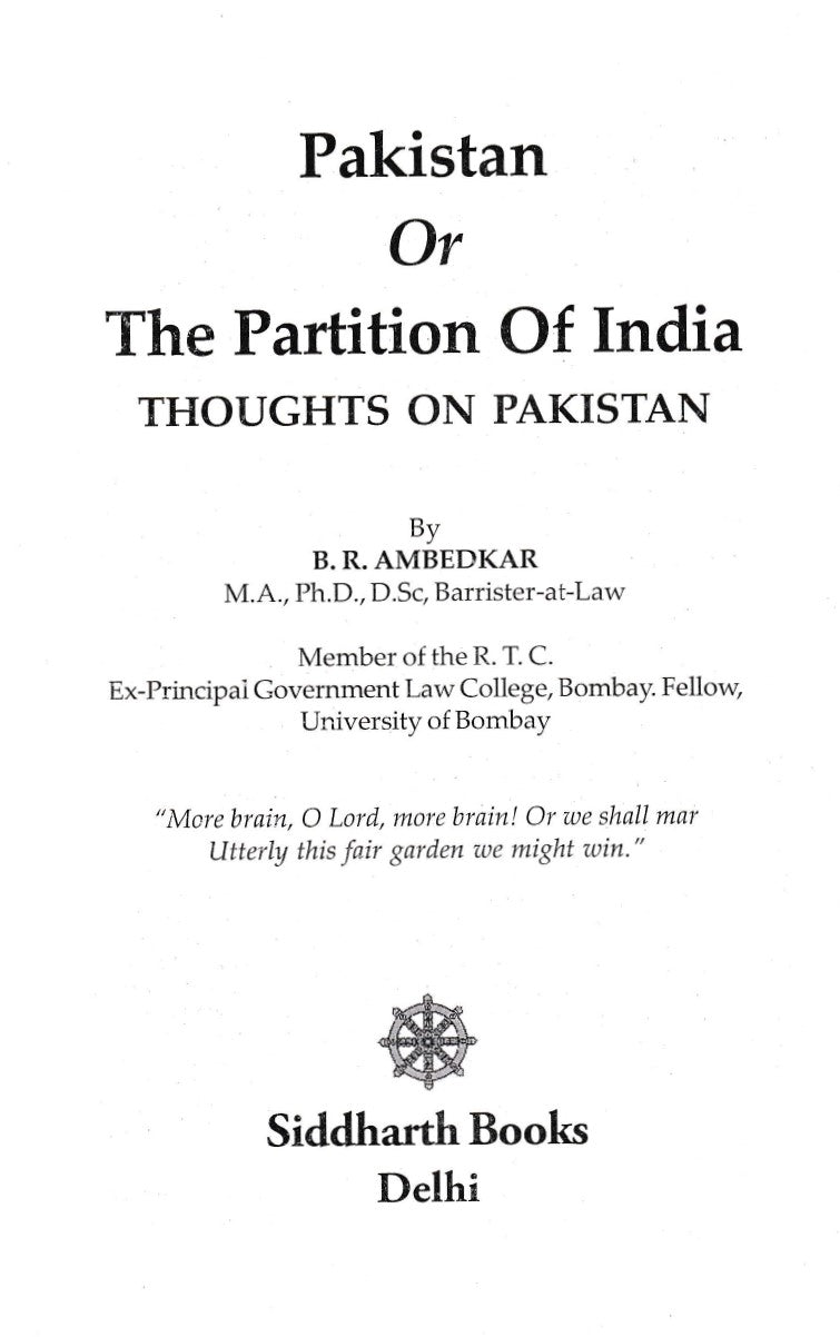 Pakistan or the Partition of India
